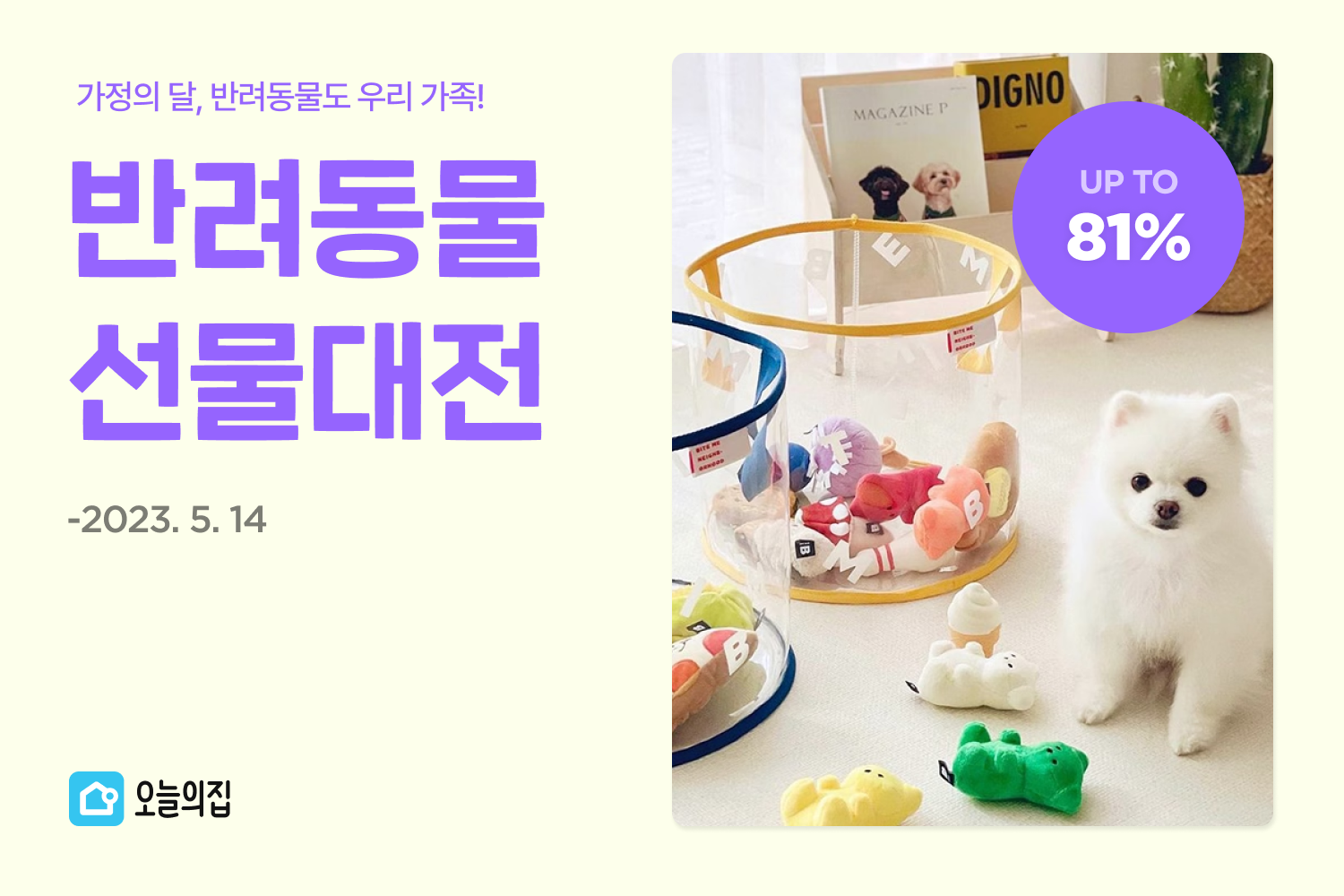 ‘반려동물도 우리 가족!’ 오늘의집, 5월 가정의 달 맞이 ‘반려동물 선물대전’ 진행