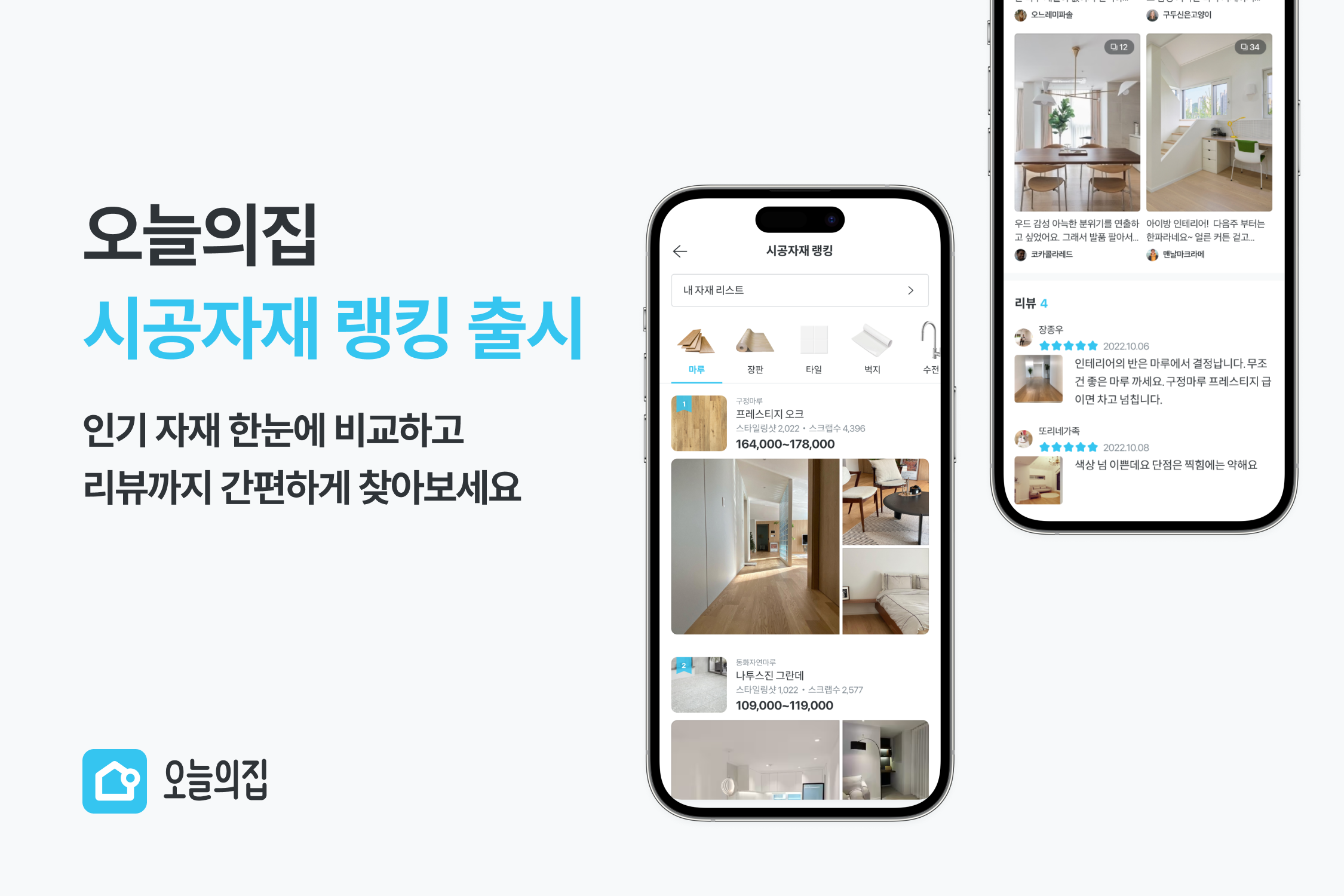 궁금했던 그 집 마루와 벽지, 가격부터 스타일링까지 ‘오늘의집’에서 전부 비교… 오늘의집 시공자재 랭킹 서비스 오픈